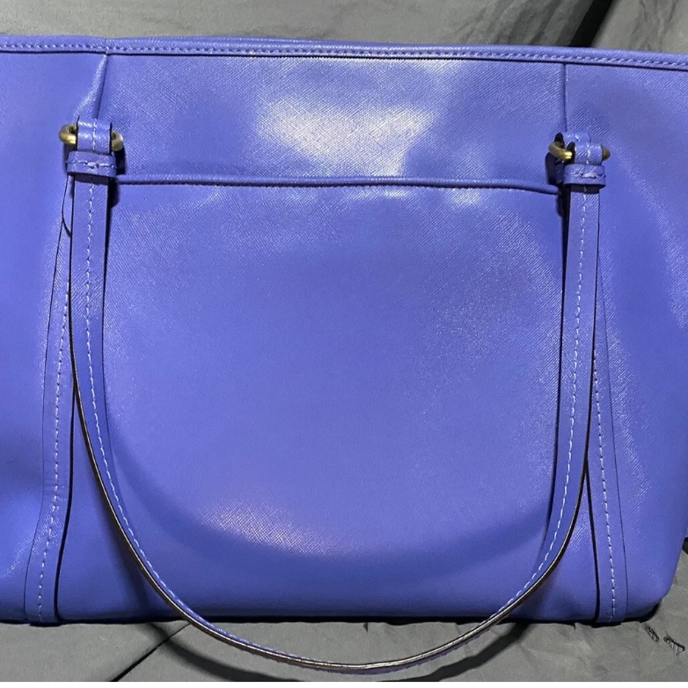 Coach Peyton Large Saffiano Leather Tote Periwinkle Cornflower Porcelain Blue - Picture 2 of 11